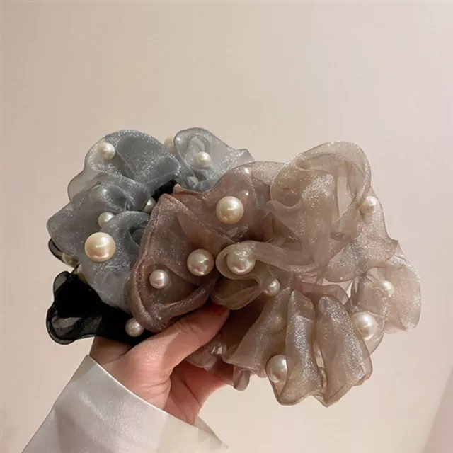 Elastic Pearl Gauze Scrunchies - Elegant Ponytail Holder Women Hair Accessories