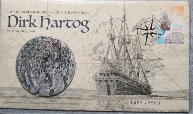 Australia 2016 Dirk Hartog 400 years  PNC  Large Medallion Medal