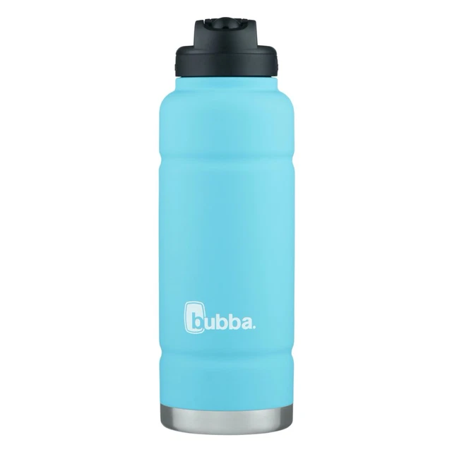Water Bottle with Straw Bubba Stainless Steel Trailblazer, Rubberized Blue 40 oz