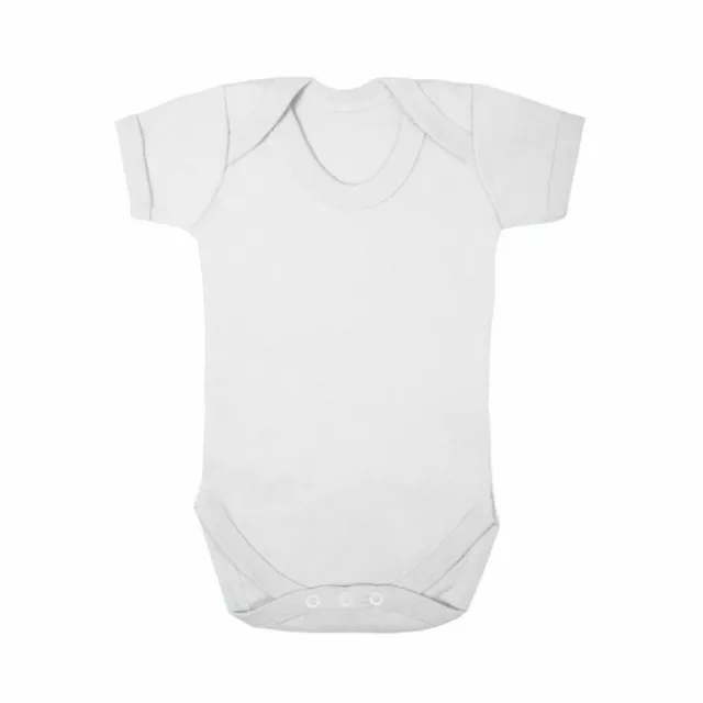 Baby White Bodysuit Boys Girls Blank Babygrow Vest Short Sleeve UK Shower Gift