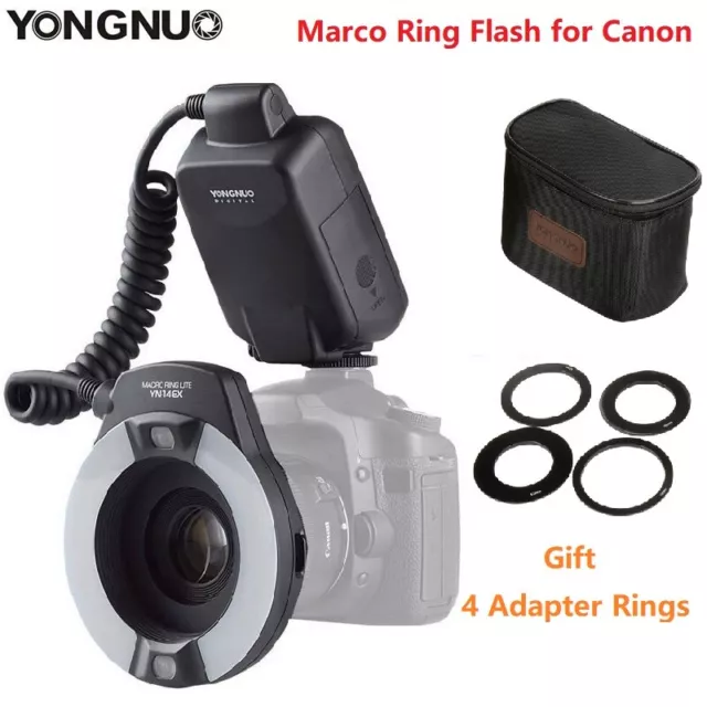 YONGNUO YN14EX TTL Kit flash ad anello macro + 4 adattatori per Canon