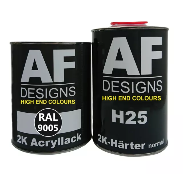 FÜR RAL 9005 TIEFSCHWARZ 2K Acryl Lack Autolack 1,5kg Set glänzend incl. Härter