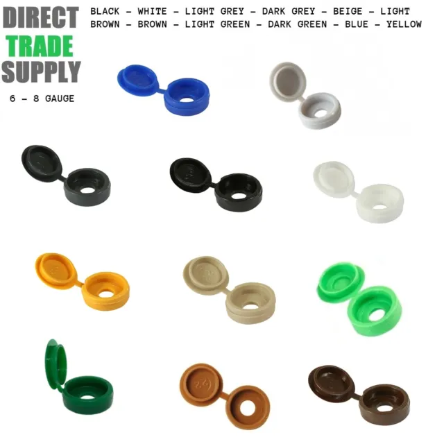 Plastic Hinged Screw Cap Cover One-Piece Small 6G - 8G Gauge Colours Decorative