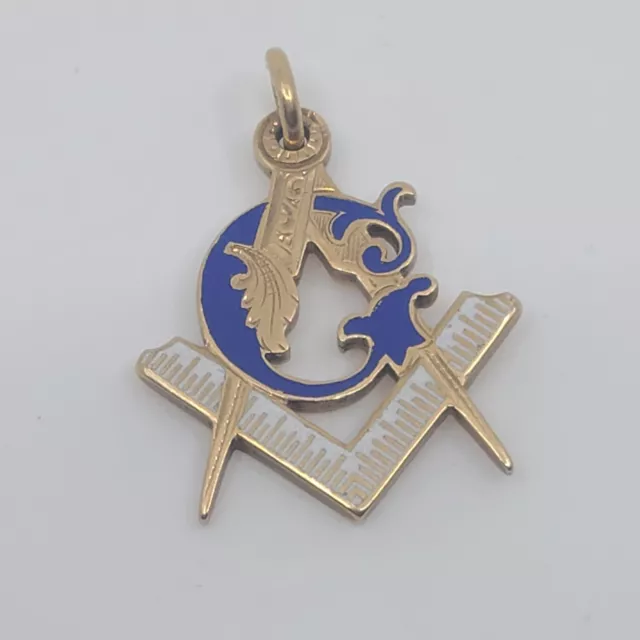 Antique 14K Yellow Gold Enamel Masonic Charm Watch  Fob 5.6 Grams