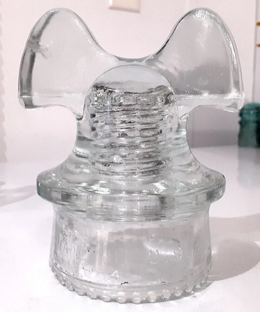 CD 257 Off Clear HEMINGRAY 60 Antique Glass Telegraph Insulator MICKEY MOUSE G9 2