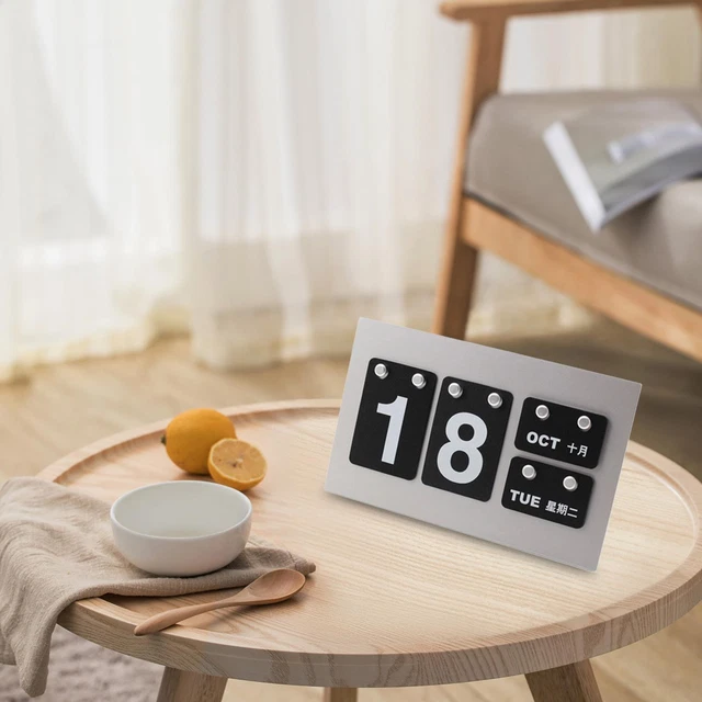 Calendrier Perpétuel De Bureau Design - En Bois Et ABS, Affichage Date, Semaine, Mois, Déco Moderne