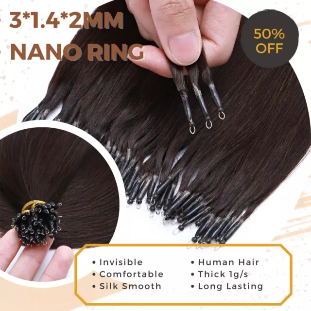Double Drawn Russian Remy Nano Ring Micro Beans Human Hair Extensions Micro Ring 3