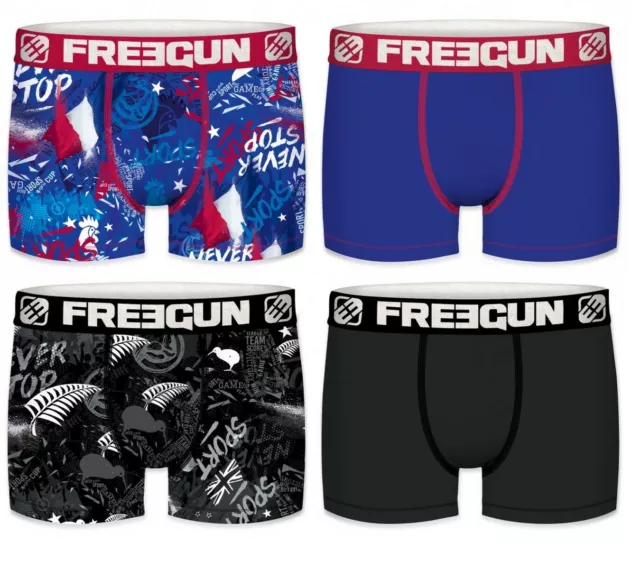 Lot 4 Boxers Enfant Freegun Coupe du Monde De Rugby neuf (du 6/8 au 14/16ans )