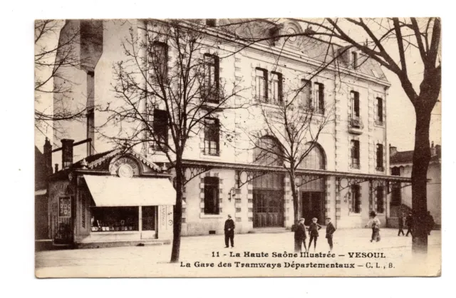 carte postale - VESOUL -la gare des tramways départementaux - voyagée en 1919