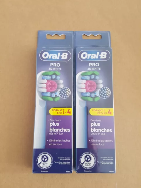 Lot 2x4 Brossettes Oral B 3D White