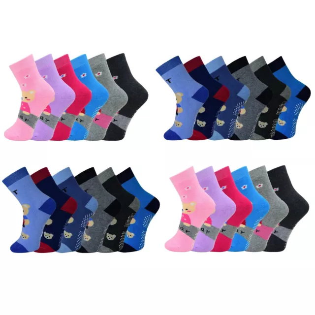 6 Paar Mädchen Jungen Thermo Socken mit ABS Warme Kinder Strümpfe 93% Baumwolle