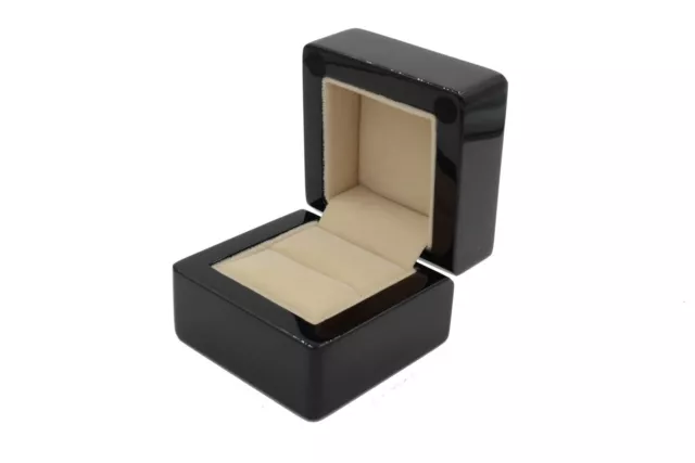 Luxury high gloss Wood Ring Box black display for Wedding and Engagement case