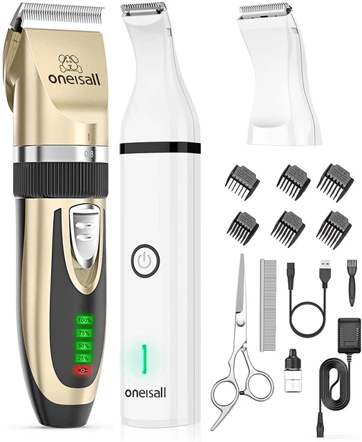 Dog Clippers and Dog Paw Trimmer Kit 2 in 1 Low Noise Cordless Dog