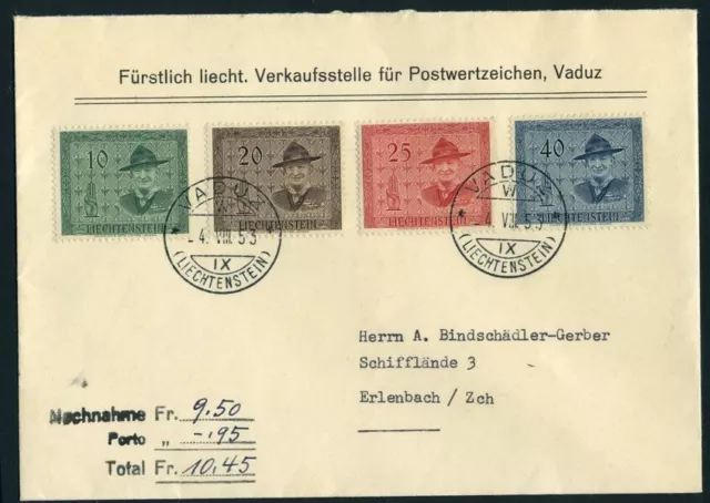 Liechtenstein FL 1953 - Mi 315-318 ESStp. FDC NN (1) - INT. PFADFINDER-KONFERENZ