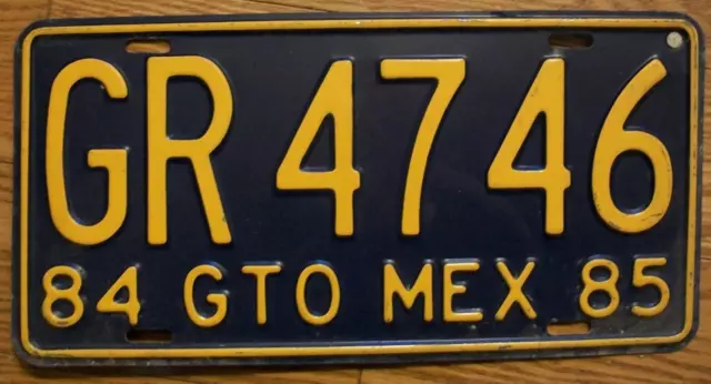 SINGLE MEXICO state of GUANAJUATO LICENSE PLATE - 1984/85 - GR 4746