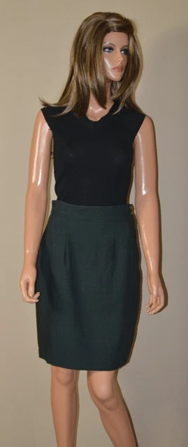Jupe vert foncé originale 65% laine BENETTON T 40