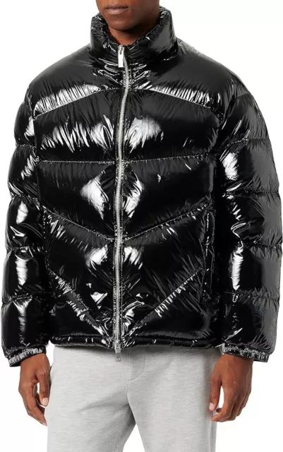 ARMANI EXCHANGE A/X Men's Glossy Winter Puffer Jacket-Black-Size: XXL ...