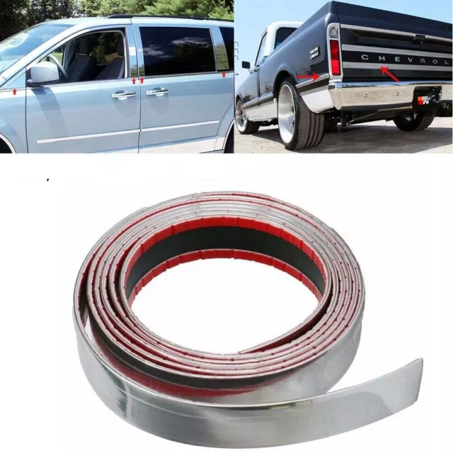 1'' Chrome Trim Molding Strip Car Door Window Bumper Side Trime Protector 10FT