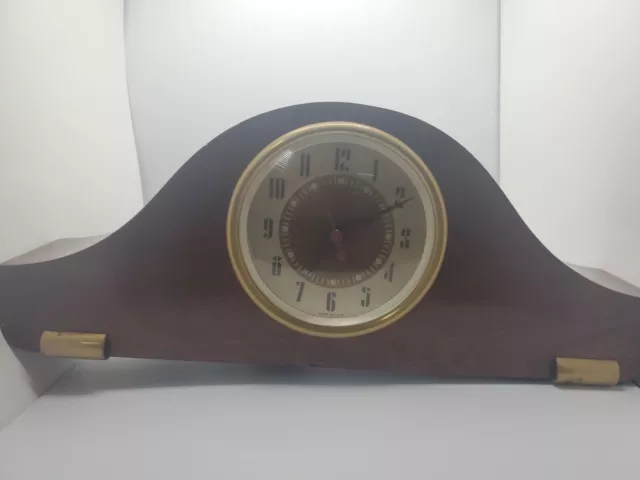 VINTAGE Seth Thomas Talson 3E 1941 Electric Mantle Clock Wood Brass feet works