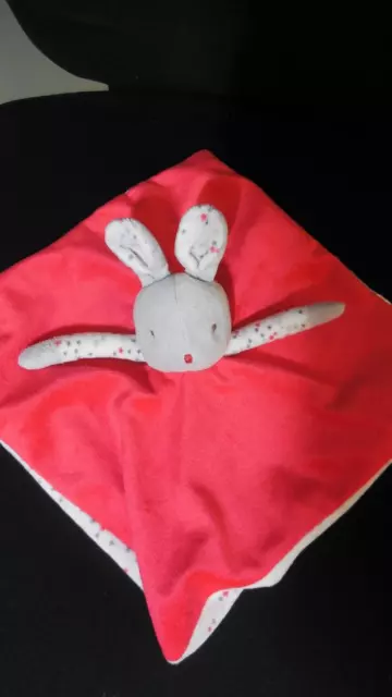 doudou plat lapin rouge blanc étoiles OBAIBI