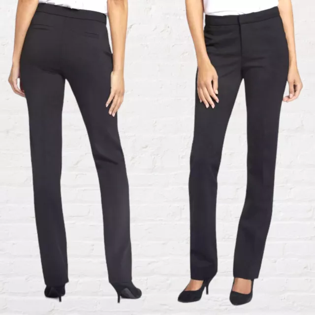 NYDJ Slim Trouser Ponte Knit Pants Size 10 Black Lift Tuck Career Dress Pant