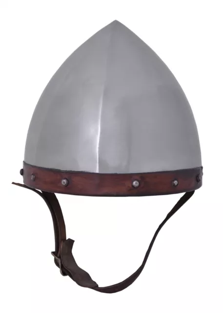 Battle-Merchant Bogenschützen Helm, 1.6 mm Stahl, mit Lederinlet Normannenhelm