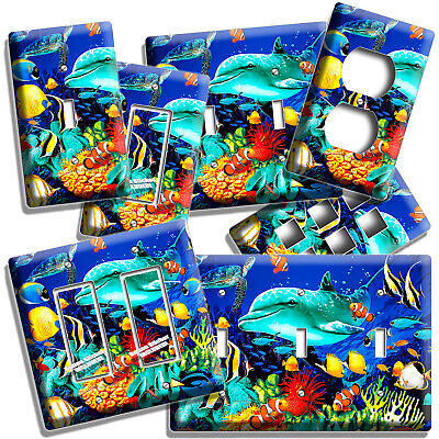 Vibrant Ocean Life Tropical Sea Fish Dolphin Lightswitch Outlet Wall Plate Decor