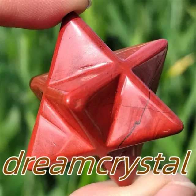 1.5" Natural Red Jasper Quartz Carved Crystal Merkaba Star Reiki Skull Gift 1pc