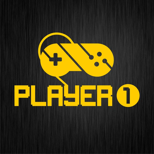 Player 1 Spieler Gamer Gaming Geek Nerd Bro Gelb Vinyl Decal Sticker Aufkleber