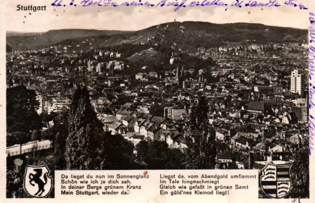 Stuttgart Germany Porsche Mercedes Auto City View Postcard Posted 1936