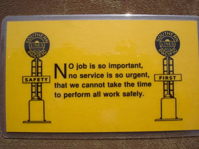 Authentic SOUTHERN PACIFIC RAILROAD SP Wallet Safety Card RARE 1996 Issue MINT