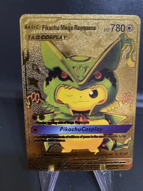 Pokemon Pikachu Mega Rayquaza 780hp Black Foil Fan Art Card 006