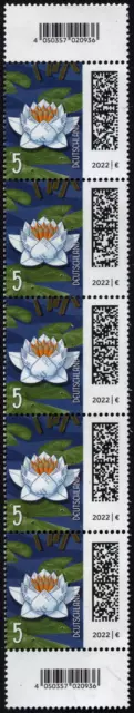 Bund 2021 Seerose 5 Cent Rollenende 5er Str. aus 200er Rolle, MiNr 3644