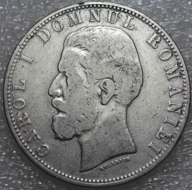 Romania 5 Lei 1880 Carol I Silver coin  [3976