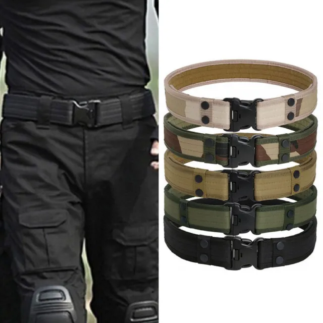 130cm Style Combat Belts Quick Release Tactical Canvas Waistband Outd-YB