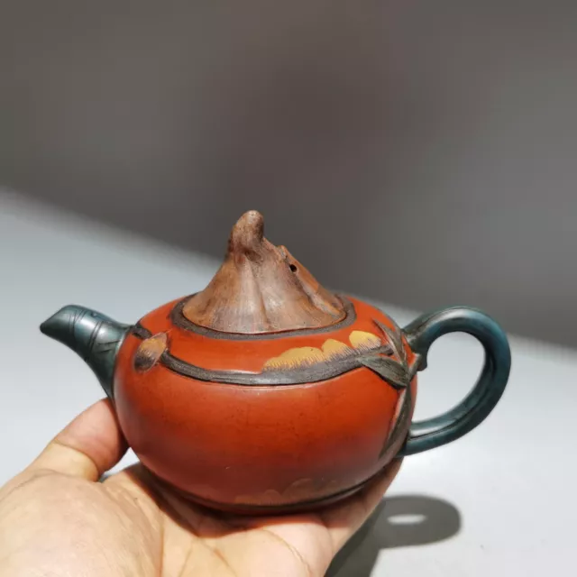 6.7″ Yixing Zisha purple Clay pot Handmade water chestnut Kung Fu Health Teapot