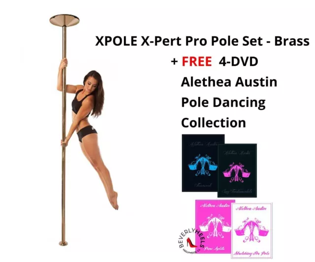 X-POLE X-PERT PRO NX Dance Pole Set - HEX-KEY Spin-Static - 45mm BRASS + DVDs