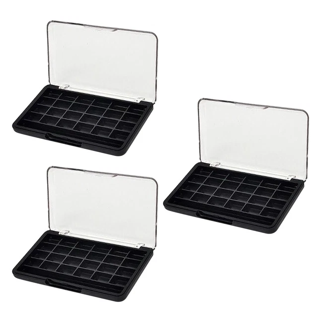 3 Pack Empty Makeup Eyeshadow Palette Box Clear Lid Powder Organizer Case