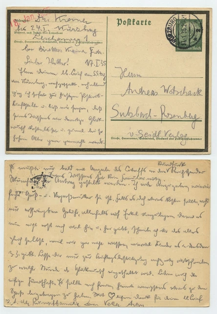 106757 - Ganzsache P 235 - Postkarte, Würzburg 17.1.1935 nach Sulzbach-Rosenberg