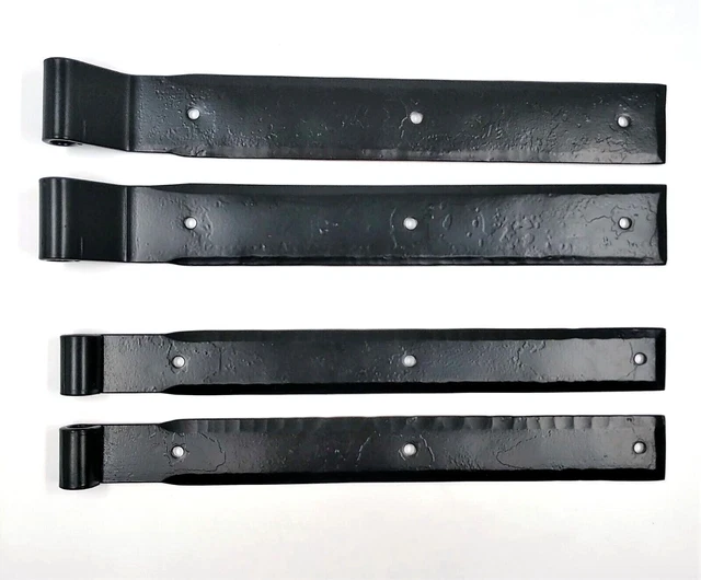 Pair of 14” Beveled Strap Hinges USA Made Blacksmith Hand-Forged Shutters/Doors