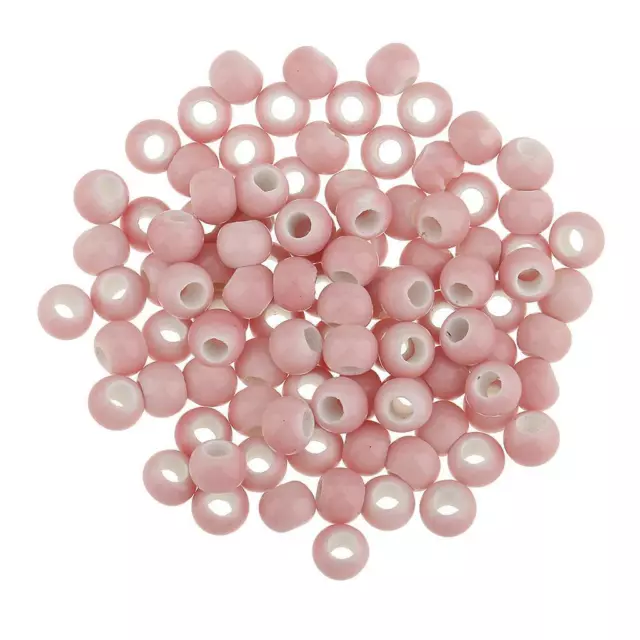 100 Stück 6 mm Keramik lose Perlen Charms für DIY Schmuckherstellung Rosa