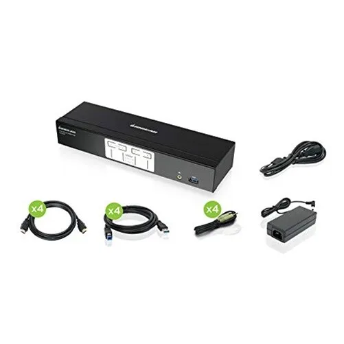 IOGEAR 4-Port 4K KVMP Switch with HDMI Connection, USB 3.0 Hub, and Audio [TAA]
