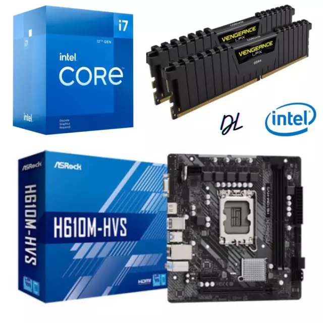 Intel Core i7 12700F + Asrock H610M-HVS Motherboard + 32GB DDR4 RAM BUNDLE