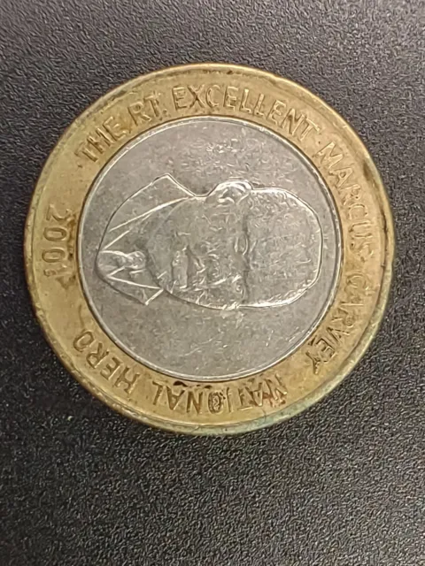 2001 Jamaica 20 Dollars Bi-Metal Coin Marcus Garvey