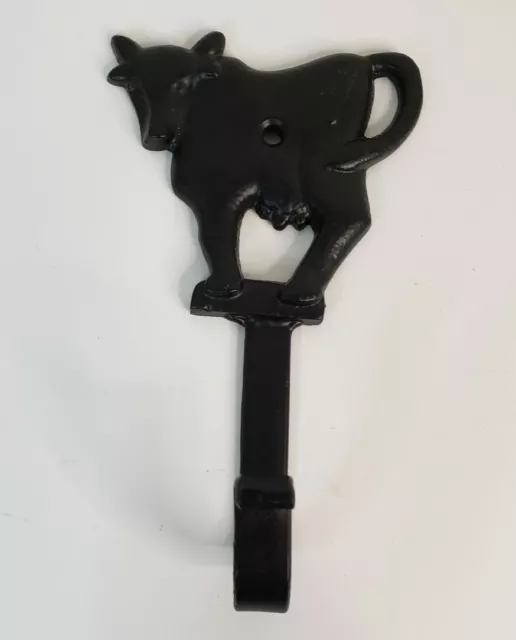 Black Cast Iron Cow Wall Hook Towel, Keys, Hat