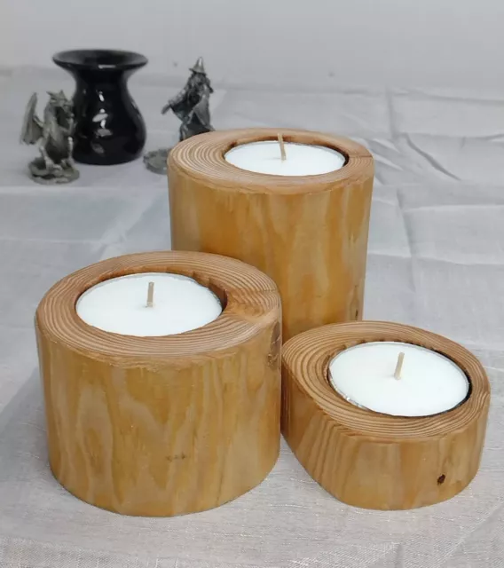 Handmade Rustic Log Candle Holder for Cottagecore Decor - Natural Live Edge Log