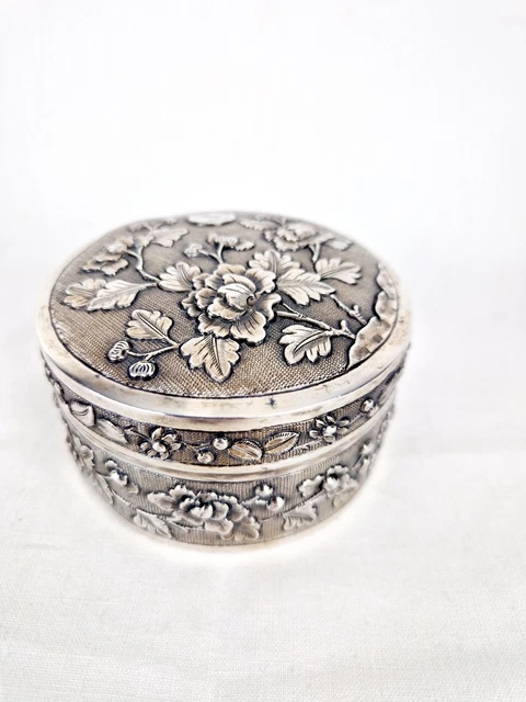 Broche Ancienne En Argent Massif 925 – Motif Fleurs Art Nouveau / Art Déco