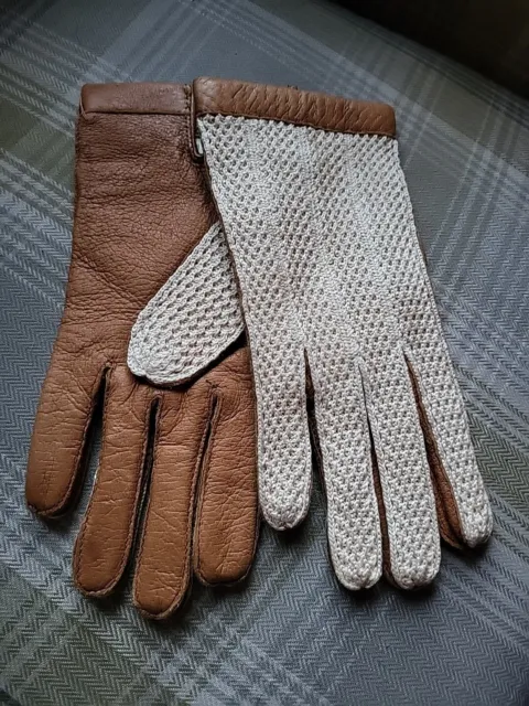 Vintage Hungarian Pigskin Ladies Driving Gloves Size 7