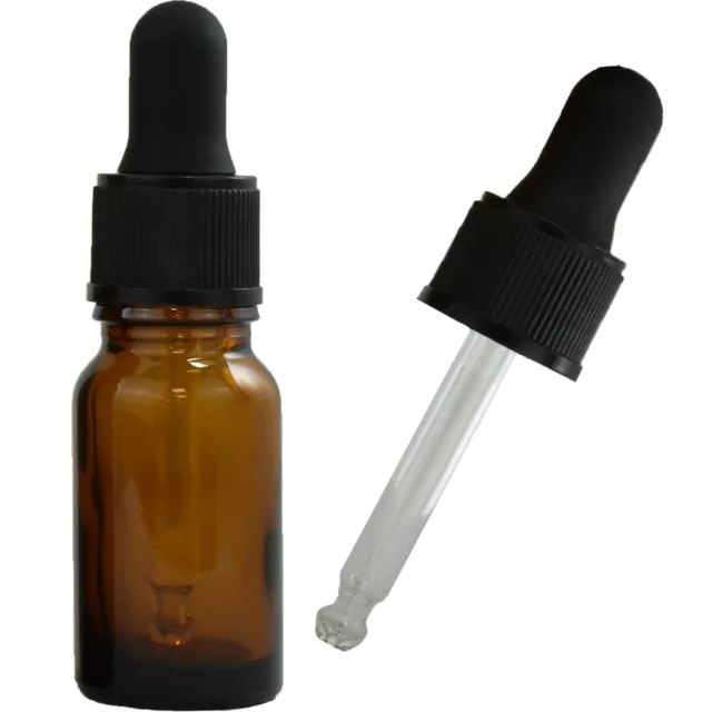 10ml Amber Glass Pipette Dropper Bottle Oils Aromatherapy Ear Eye Drops Empty
