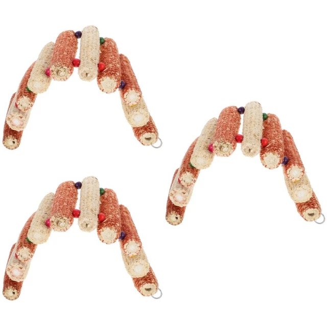 3x Juguete de masticación de hamaca loro juguete colgante pájaro dentición juguete hamaca escaleras juguete